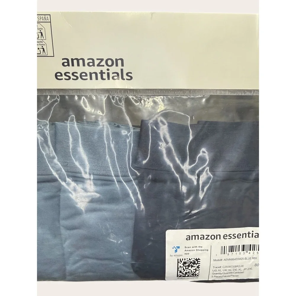 Amazon Essentials Mens Boxer Briefs 5-Pack Blue Mix XL AEMN86455M25-BLUE MIX